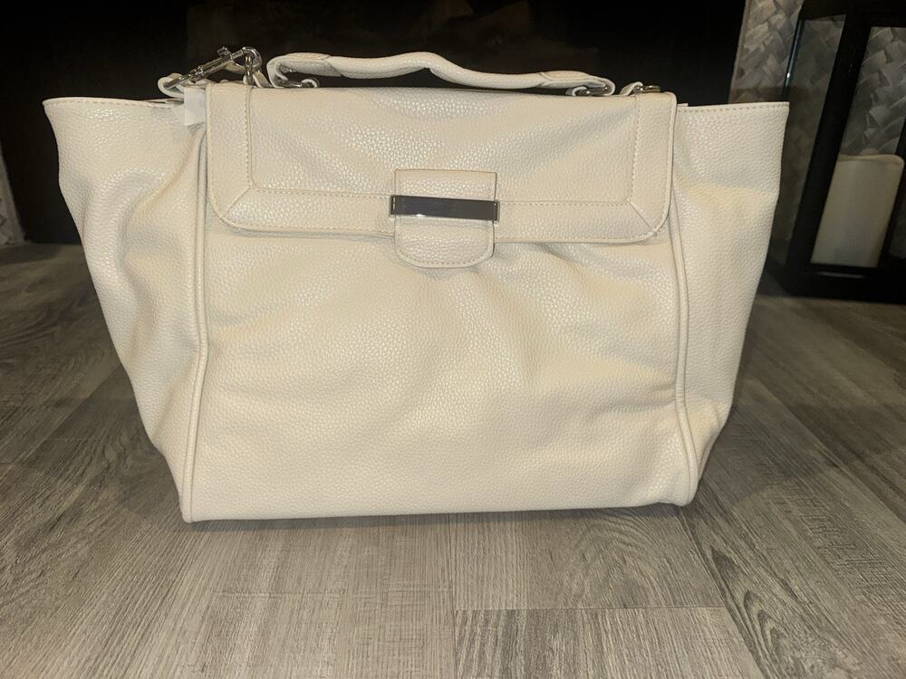 Mossimo White Pebbled Tote Handbag Shoulder Bag Crossbody Strap New in Bag